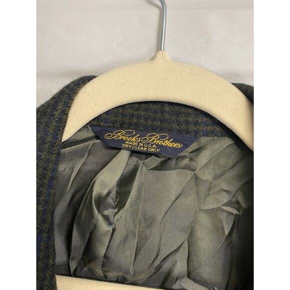 Brooks Brothers Sport Coat Men’s‎ 44L Camelhair Green Houndstooth USA Vintage - Picture 3 of 7